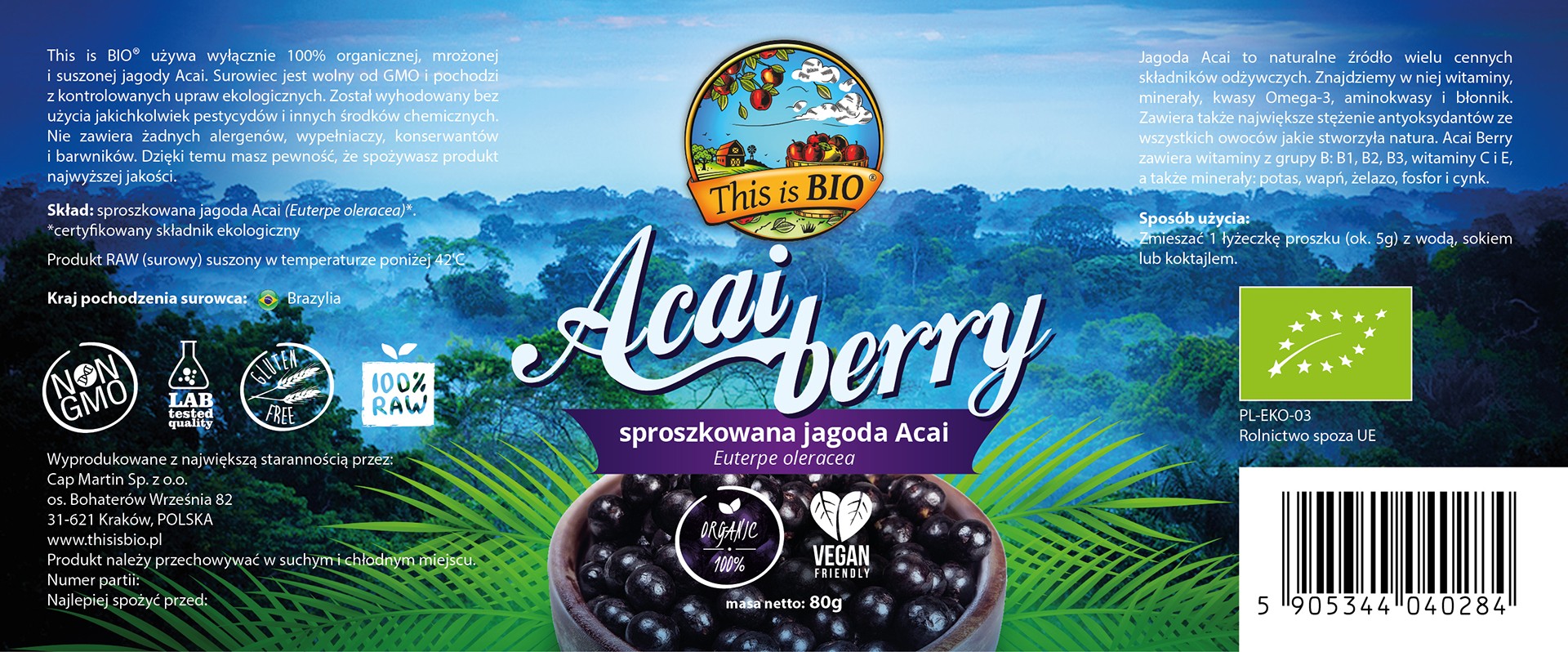 Acai Berry 100% organic - 80g