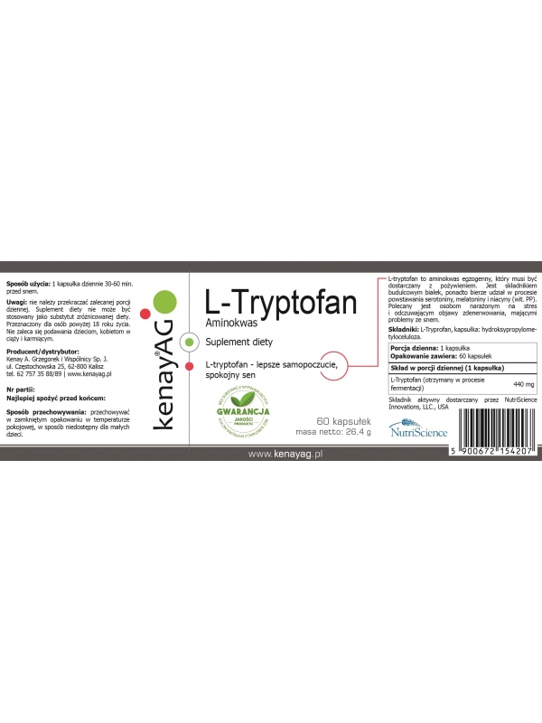 L-Tryptofan - 60 kaps.